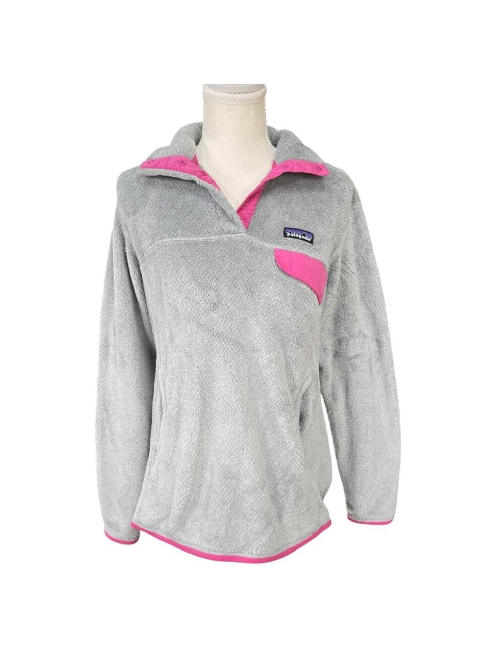 Patagonia Women's Retooled Snap T Micro Fleece Pullover Grey Pink Size M